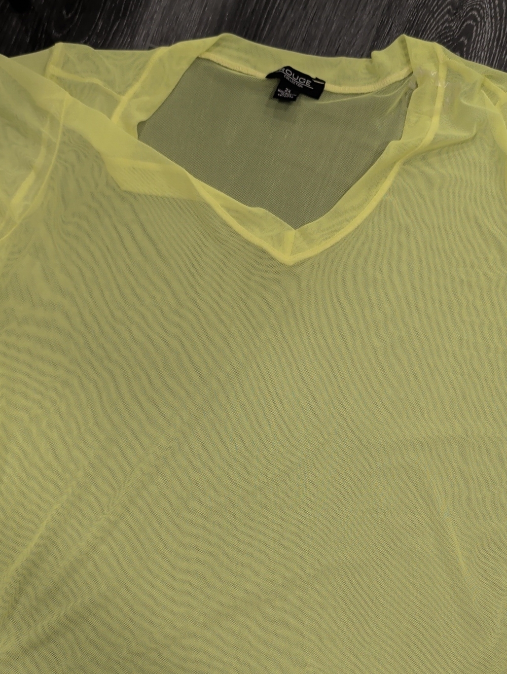 Rouge! Neon Lime Sheer V-Neck Top